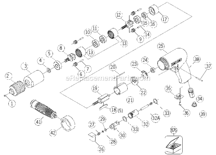 Page A Diagram and Parts List for PTD501 Type 0 Porter Cable Air Tool